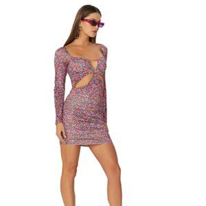 NWT AFRM Corinne Mini Dress Red Ditsy - XS